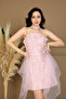 Lace Strapless Mini Dress - Powder - 3