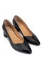 Women's Genuine Leather Black Wrinkled Patent Leather Heeled Shoes - 3