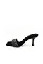 Black Color Thin High Heel Stone Detailed Evening Dress Women's Slippers in Sizes 36-37-38-39-40 - 2