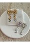 Sun Moon Design Women's Earrings - Gold - 3