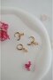 Triple Hoop Earring Set with Butterfly and Flower Figures – Minimal Zircon Stone Earring Combination - 6