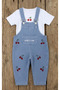 Cherry Embroidered Denim Salopet Baby Girl 2-Piece Set 6-9 Months, 9-12 Months, 12-18 Months, 18-24 Months - 2