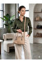 Just & Polo Women's Beige Hand and Shoulder Bag - Three-Compartment Dome Model with Mini Wallet Accessory 7030 - 4