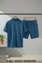 Ottoman Shorts and Polo Collar T-Shirt Set Short Sleeve Summer Casual 100% Cotton - 2