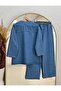 Adelia Double Pocketed Wide-Leg Pant Denim Suit-Ls5841 Blue - 7