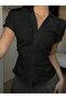 Vintage Ruched Detail Slim Fit Women's Shirt