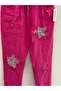 Women's Italian Star D Patterned Sequined Elastic Waist Lace-Up L Stretch Fabric Pants 40 - 46 Size - 2