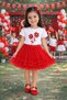 Girls' White T-Shirt and Red Tutu Skirt Set - School and Holiday Performance Outfit for Ages 5-13