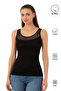 Özkan 20575 2-Pack Women's Cotton Pcs Stretch Fabric Single Jersey Black White Tulle Detail Thick Strap Undershirt - 2