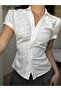 Vintage Ruched Detail Slim Fit Women's Shirt - 4
