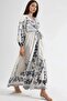 Msn Floral Print V-Neck and Tie Detail Maxi Dress - 3