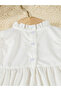 Girls White Ruffled Sleeve Embroidered Dress - 7