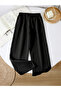 Girls Black Textured Wide Leg Pants - 2