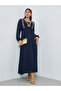 Navy Blue Embroidered Jalabiya with Inner Dress - 3
