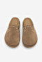 Women's Genuine Leather Studded Troklu Sabo Casual Slipper Sufite Camel Suede - 7