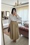 Belted Pleated Khaki Maxi Skirt - 2