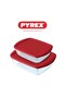 Cook&Store-Set Of 2 Rectangular Dishes With Red Lids-1,2+2.5L