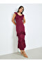 Burgundy Ruffle Bodycon Midi Dress