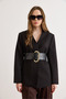 Women's Black Thick Belt Detail Lined Blazer Jacket Ckt-19000516 - 2