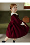 Girls Burgundy Peter Pan Collar Dress - 2