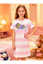 Girls Graphic Print Striped Nightdress - 3