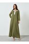 Green Floral Print Lace Detail A-Line Jalabiya - 3