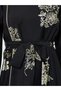 Black Floral Foil Print Jalabiya with Tie Belt - 4