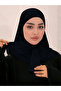 حجاب أسود سادة مزين بأزرار - 2