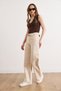 Women's Stone Belt Pack Washable Wide Leg Gabardine Pants Pnt-19000396 - 3