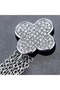 Brass Women's Earrings Vip Silver Color Zircon Stone Clover Cliffer Chain Dangle Vintage Women's Earrings - 6