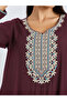 Burgundy Embroidered Yoke Jalabiya - 5