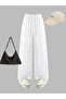 Girls White Textured Wide Leg Pants - 2