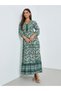 Green Paisley Print Tiered Maxi Dress - 3