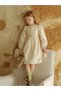 Girls Beige Floral Embroidered Long Sleeve Dress - 7