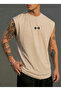 تي شيرت رجالي من Dumbbell Danbıl مطبوع Zero Sleeve Crew Neck - 2