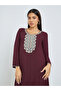 Burgundy Embroidered Yoke Jalabiya - 3