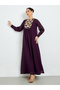 Purple Chiffon Sequin Yoke Jalabiya - 3