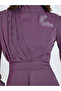 Purple Embellished Cuff Sleeves Maxi Dress - 4
