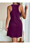 Purple Printed Sleeveless Nightdress - 2