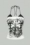Lacing and Lace Detail Embrance V Neck Blouse