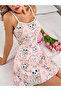Pink Cat Print Scoop Neck Cami Nightdress - 5