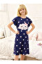 Girls Navy Blue Graphic Print Nightdress - 5