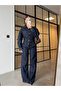 Navy Blue 100% Cotton Waist-Fitted Jacket Pants Denim Set - 0847 - 3