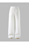 Girls White Textured Wide Leg Pants - 4
