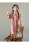 Girls Pink Embroidered Collar Long Sleeve Dress - 4