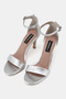 Women's Lamé Genuine Natural De Leather Nc Stiletto Heel Evening Dress Sandals with Additional Straps - 2