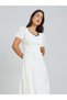 Cream Textured Sweetheart Neck Maxi Dress - 3