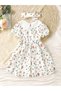 Girls Floral Print Puff Sleeve Smocked Dress - 2