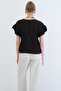 Bitter Brown Crew Neck Ruffled Sleeves Padded Knitted Blouse Alc-X15401 - 7