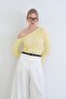 Women's yellow one-shoulder spanish sleeve ruffle fabric blouse alc-x15421 - 3